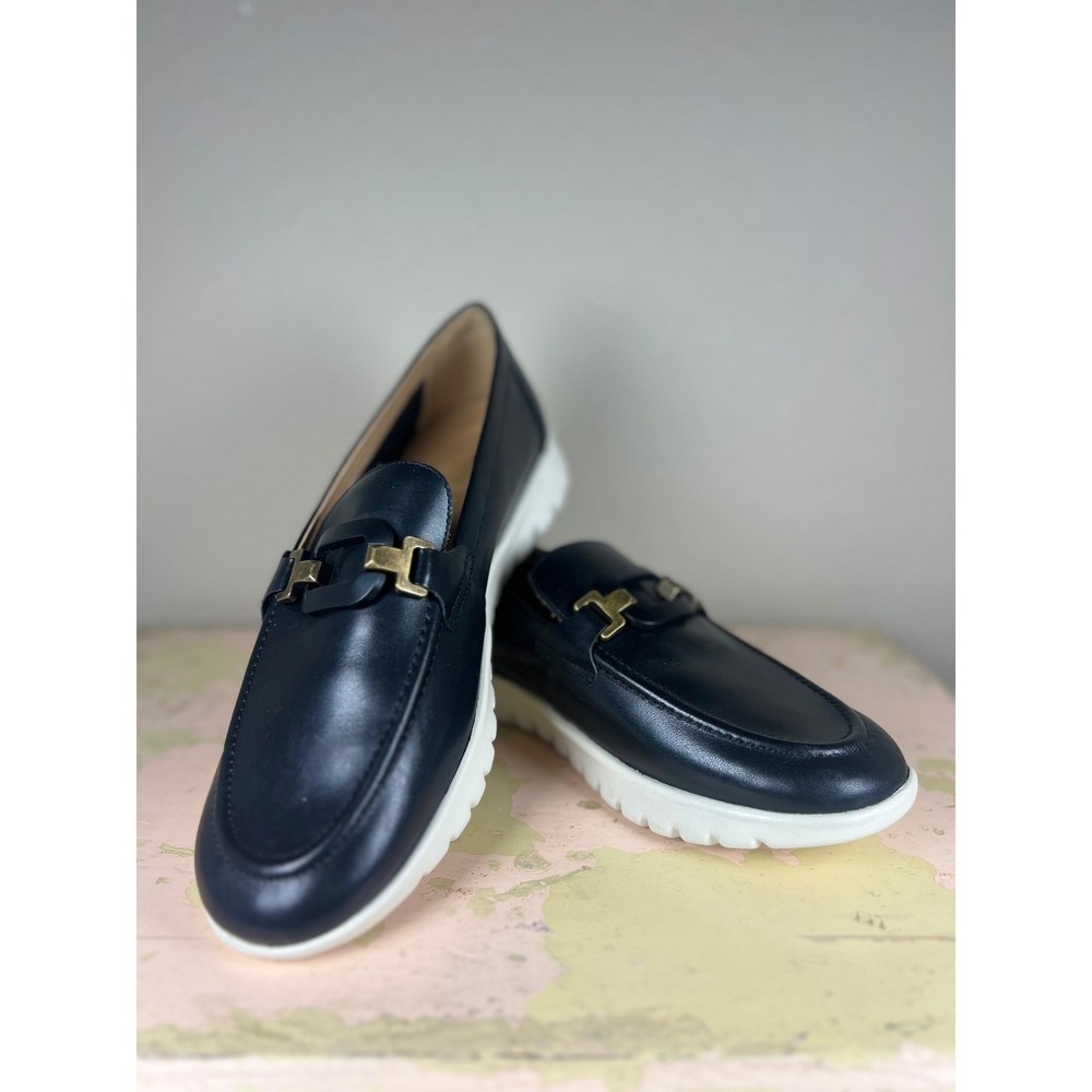Brioso Shaye Leather Hardware Detail EVA Loafers Black Wedge Size 9 - Picture 2 of 12